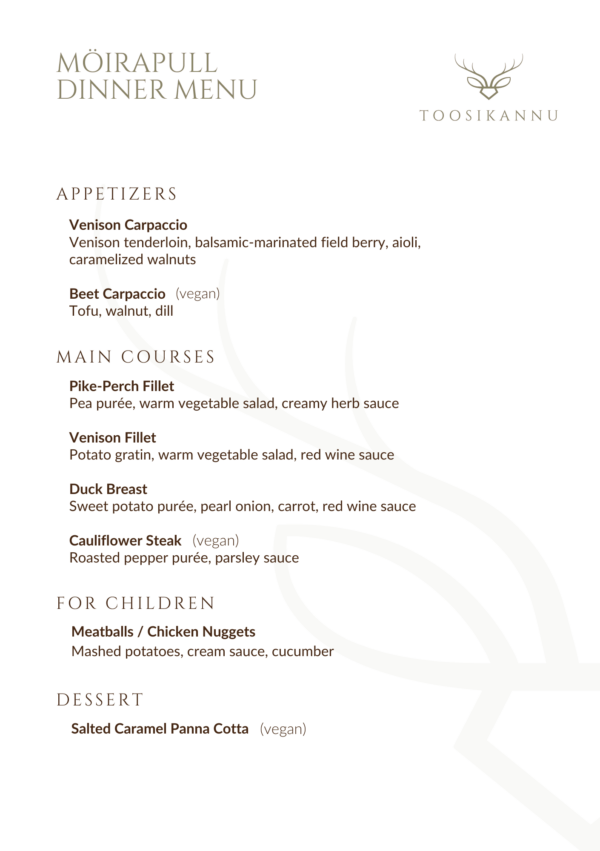 Möirapull dinner menu