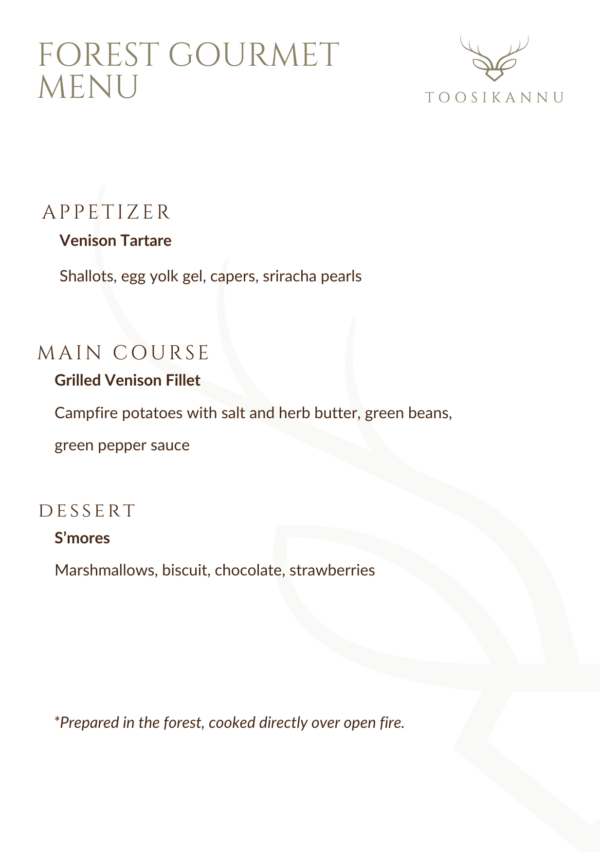 Forest Gourmet Menu Toosikannu dinner experience